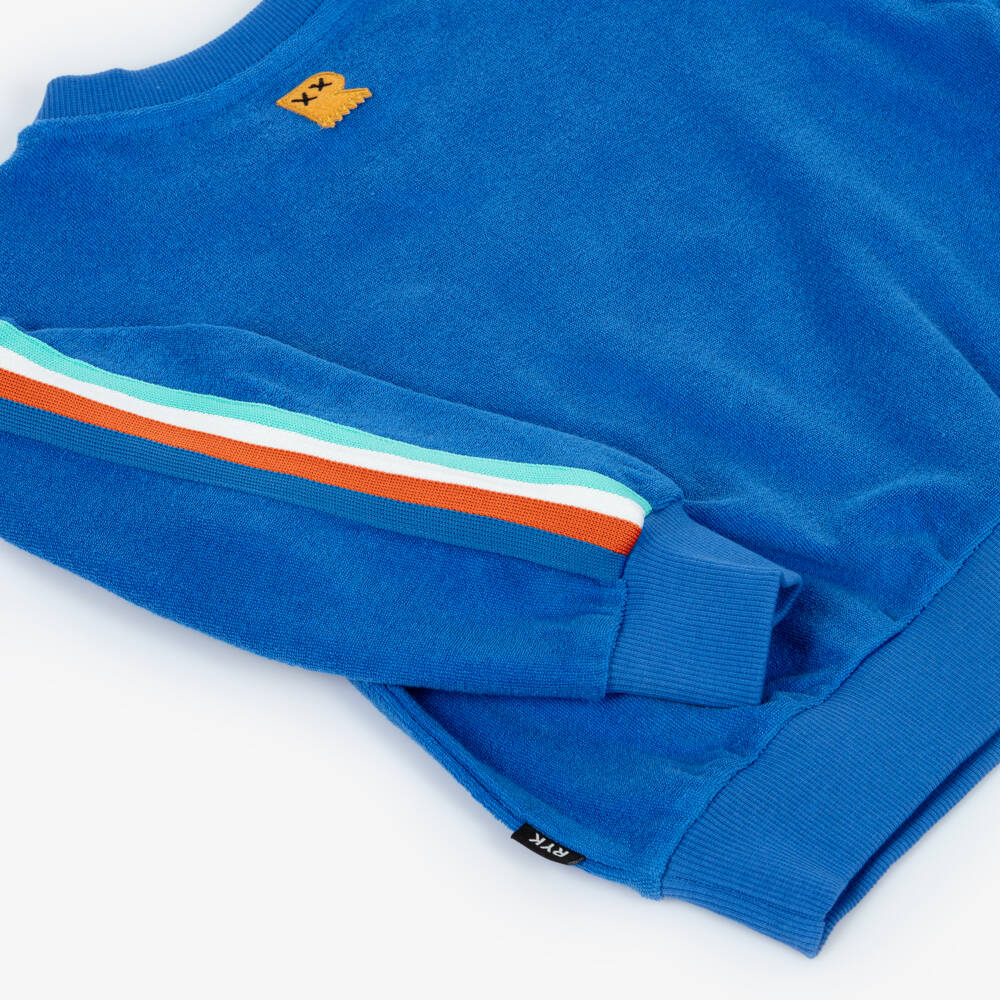 Rock Your Baby-Bright Blue Towelling Sweatshirt with Side Stripes | Childrensalon Outlet