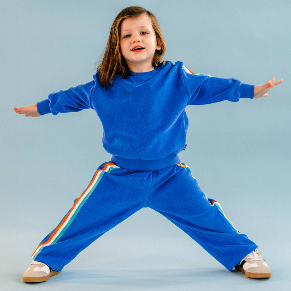 Rock Your Baby-Bright Blue Towelling Sweatshirt with Side Stripes | Childrensalon Outlet