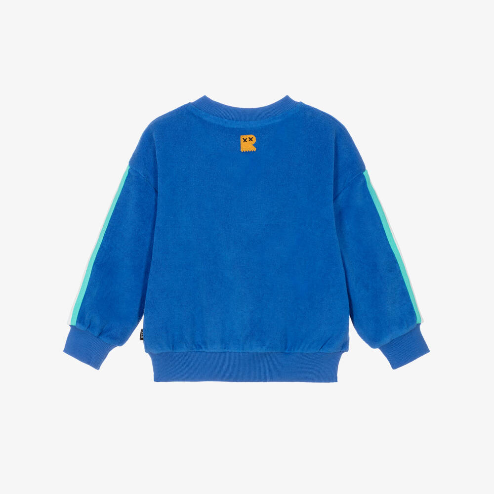 Rock Your Baby-Bright Blue Towelling Sweatshirt with Side Stripes | Childrensalon Outlet