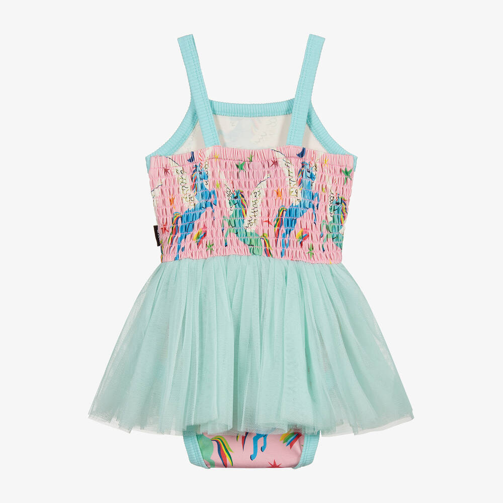 روك يور بيبي-فستان قطن جيرسي و تول لون أخضر للمولودات | Childrensalon Outlet