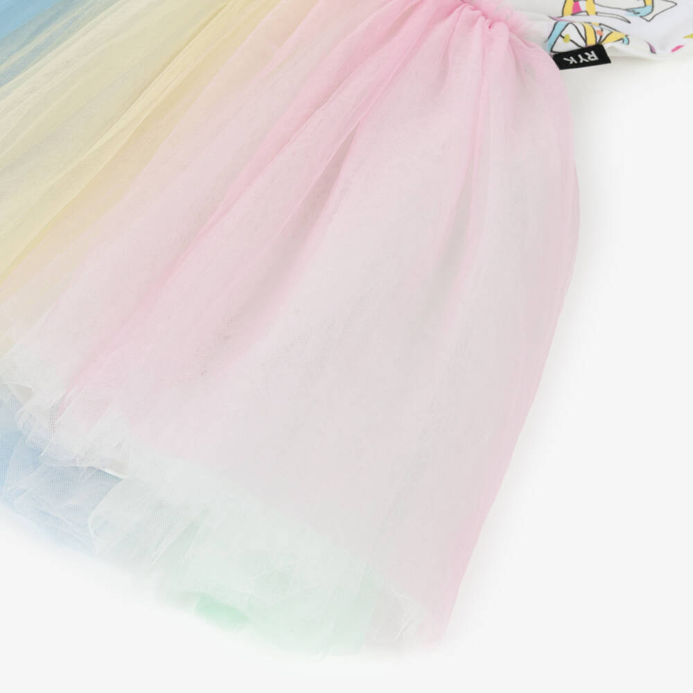 Rock Your Baby-Cream Unicorn Print Tulle Skirt Dress | Childrensalon Outlet