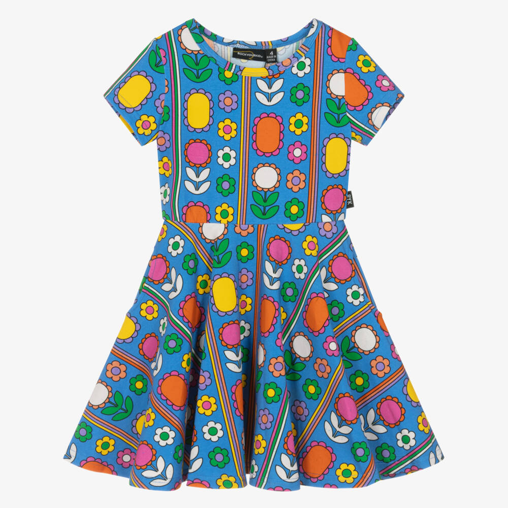 Rock Your Baby-فستان أزرق سماوي وزهري للبنات | Childrensalon Outlet