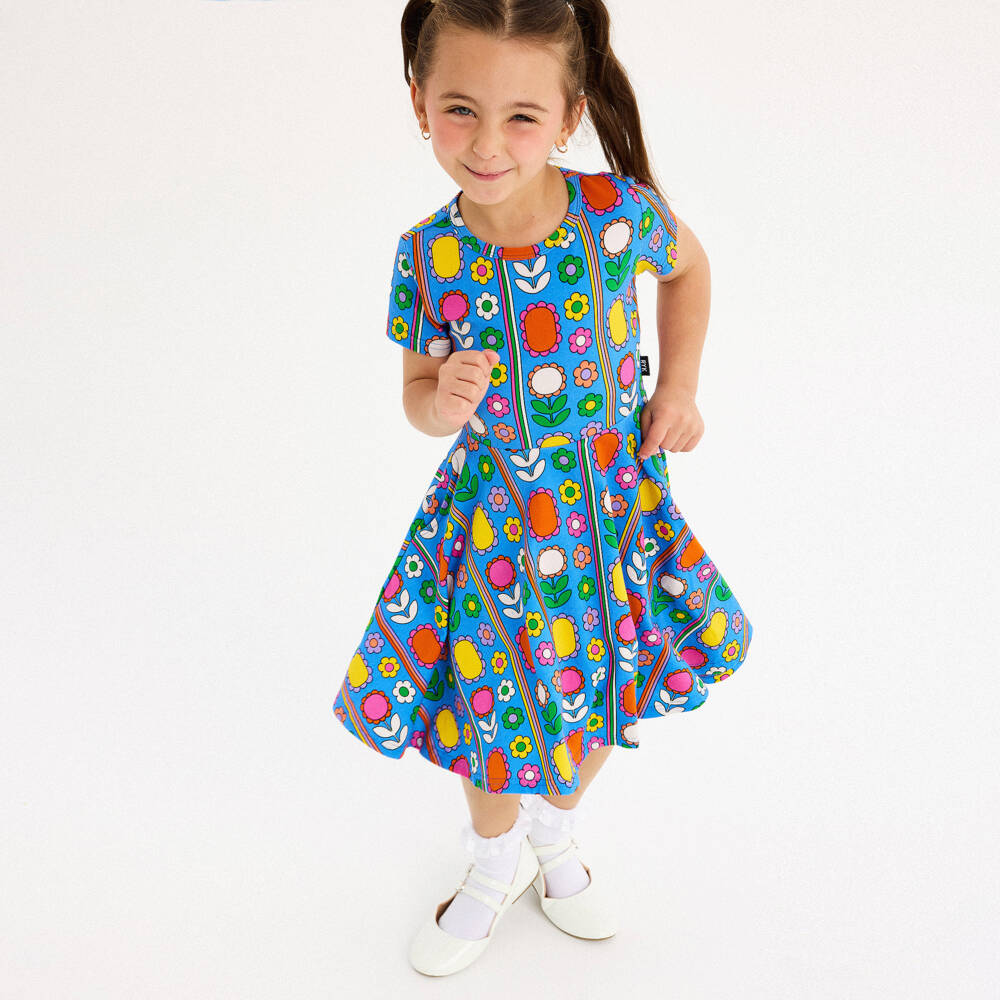 Rock Your Baby-Girls Azure & Floral Delight Dress | Childrensalon Outlet
