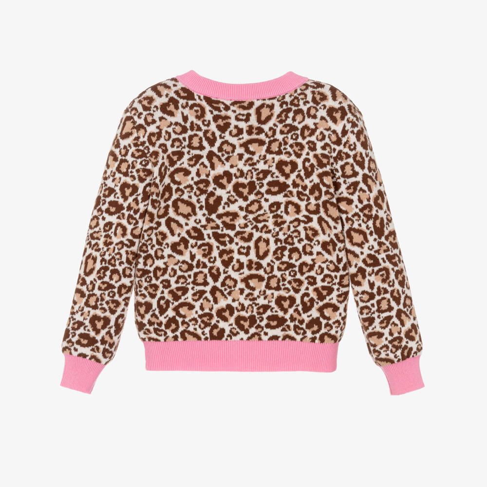 Rock Your Baby-Girls Beige Cotton Knit Leopard Print Cardigan | Childrensalon Outlet
