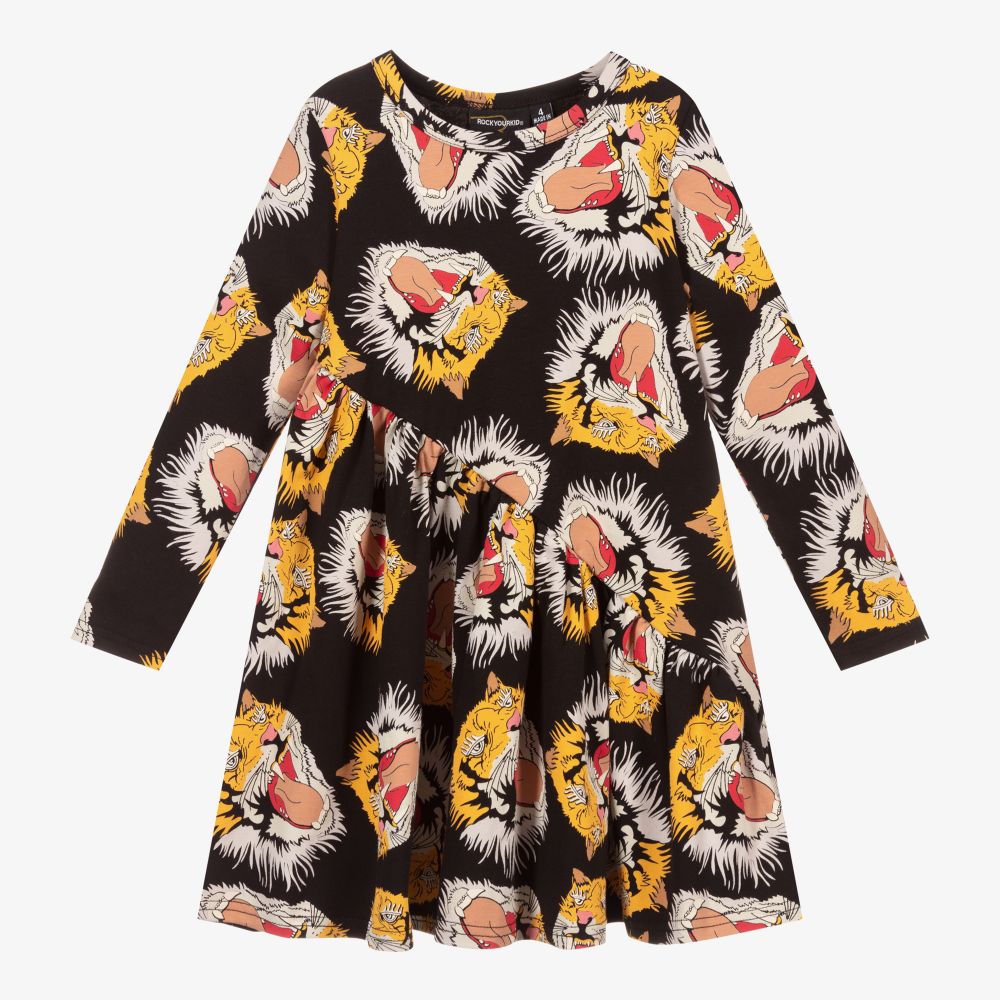 Rock Your Baby-Girls Black Cotton Tiger Dress | Childrensalon Outlet