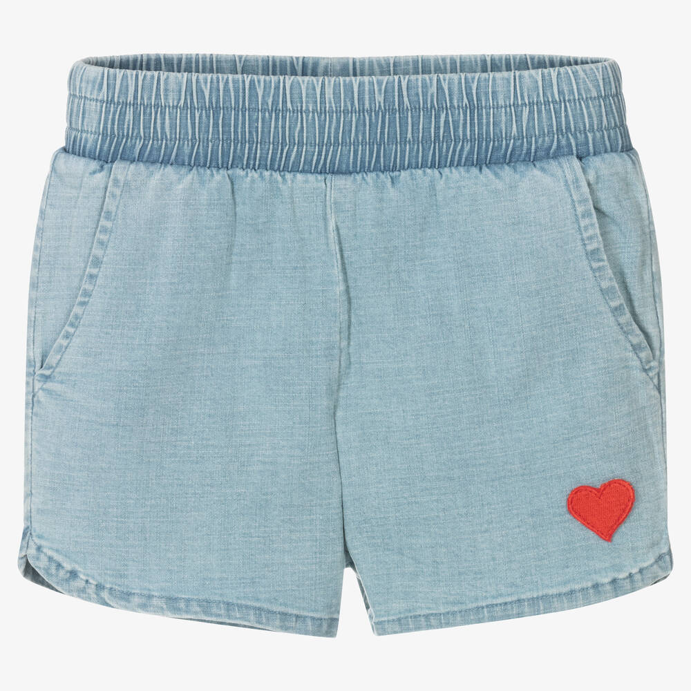 Rock Your Baby - Girls Blue Chambray Shorts | Childrensalon