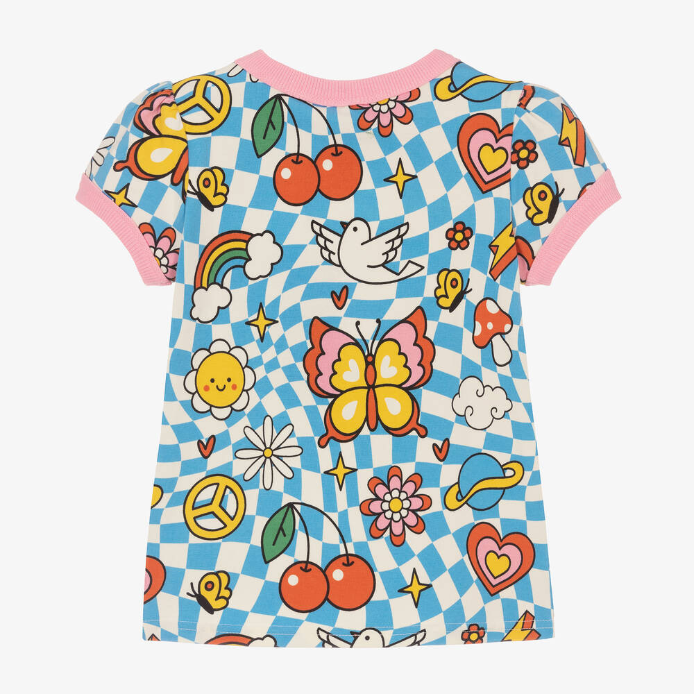 Rock Your Baby-Girls Blue Check Cotton T-Shirt | Childrensalon Outlet
