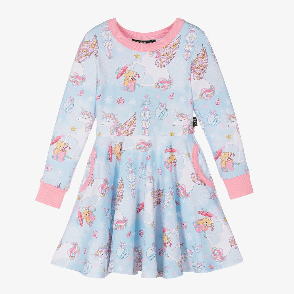 Rock Your Baby - Girls Blue Cotton Dress | Childrensalon