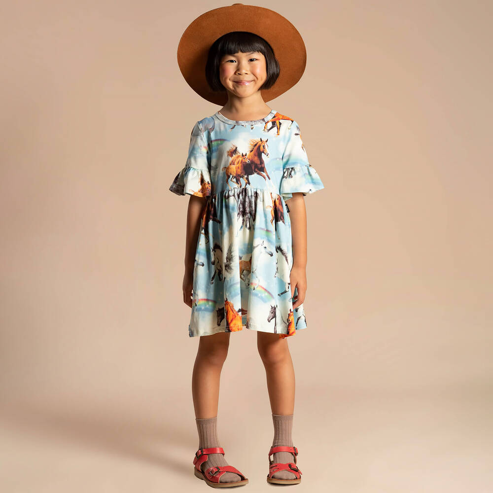 Rock Your Baby-Girls Blue Cotton Horse Dress | Childrensalon Outlet