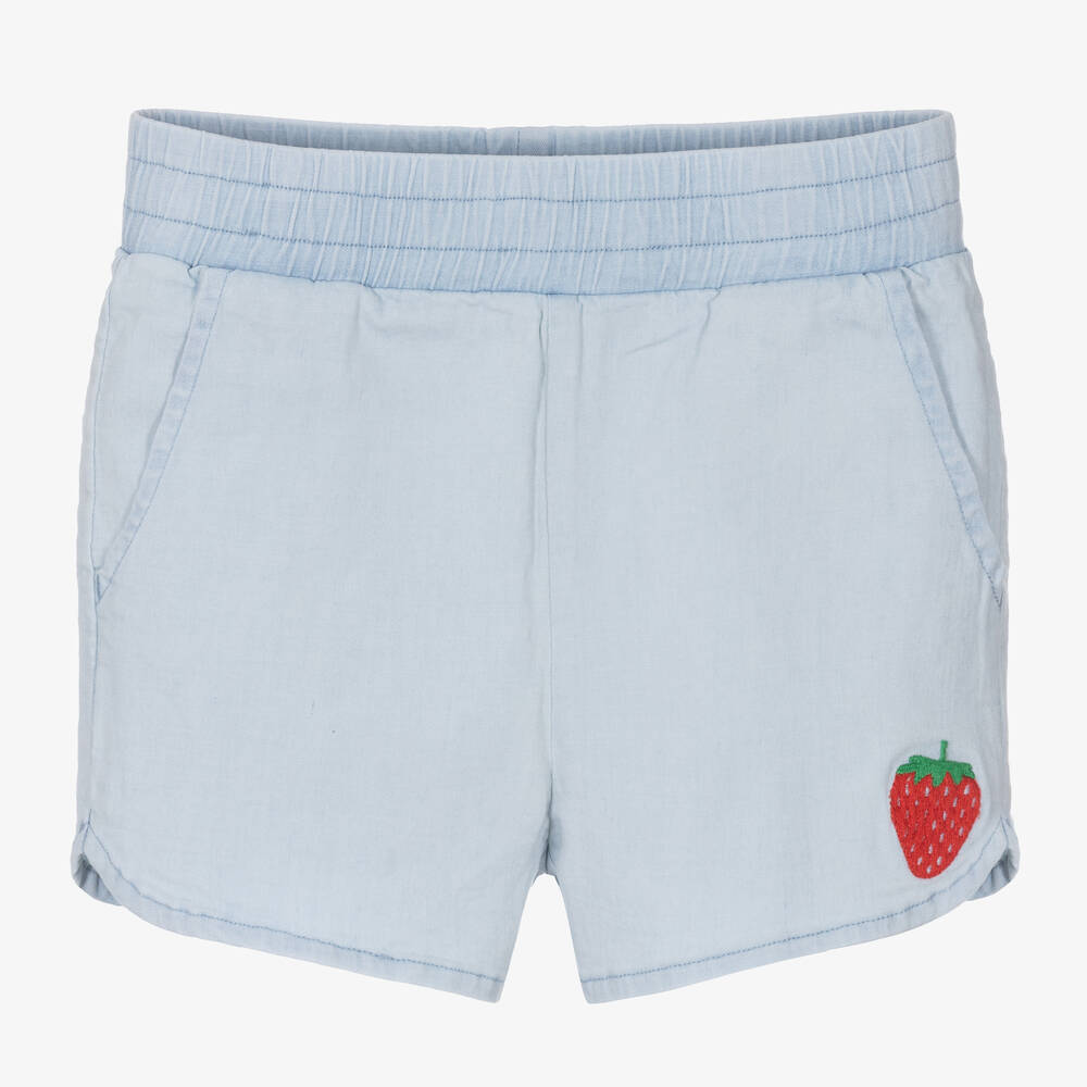 Rock Your Baby - Girls Blue Cotton Strawberry Shorts | Childrensalon