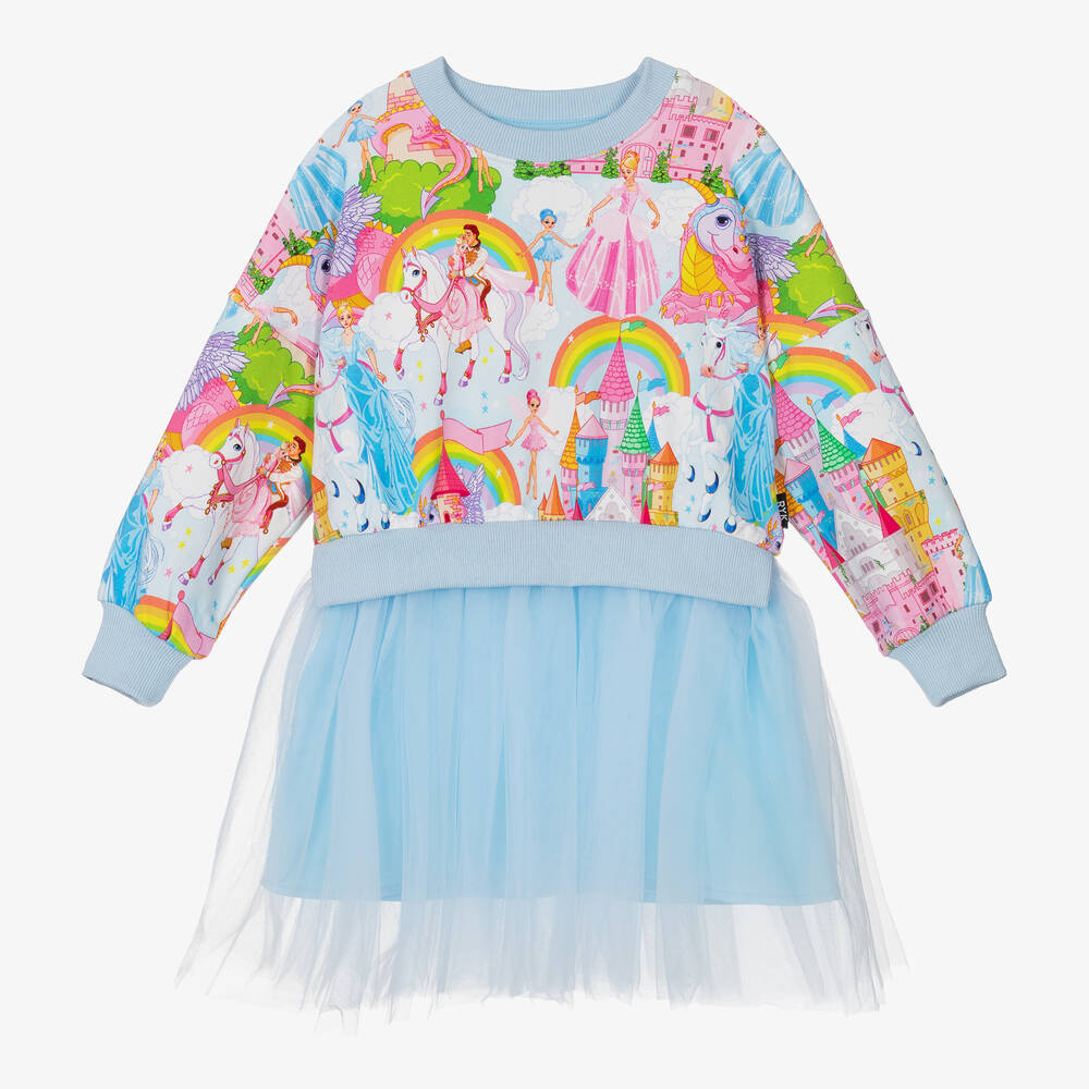 Rock Your Baby - Girls Blue Cotton & Tulle Dress | Childrensalon
