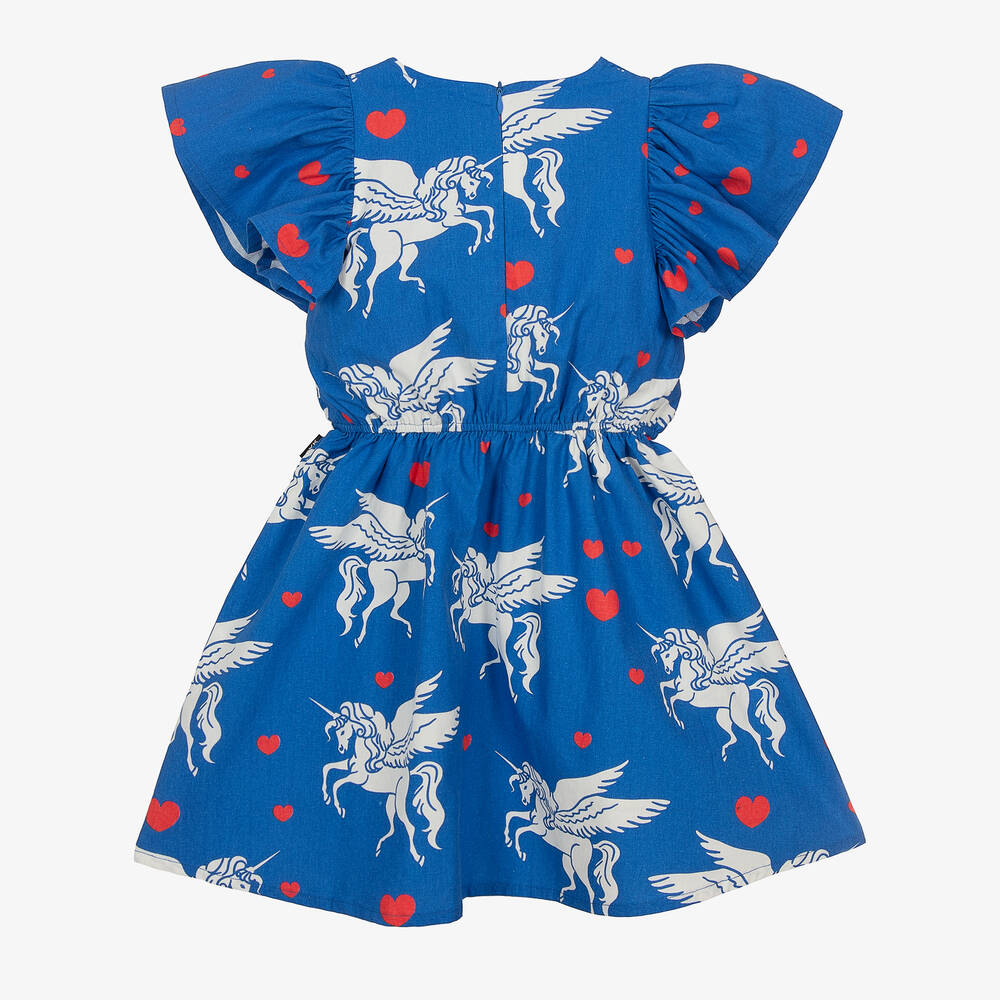 Rock Your Baby-Girls Blue Cotton Unicorn Dress | Childrensalon Outlet