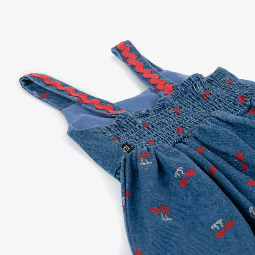 Rock Your Baby-Girls Blue Denim Dress with Cherry Print | Childrensalon Outlet