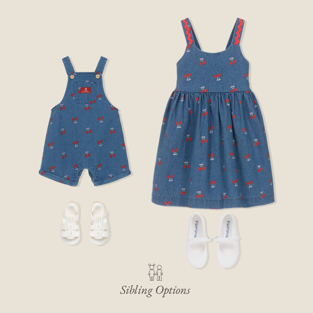 Rock Your Baby-Girls Blue Denim Dress with Cherry Print | Childrensalon Outlet