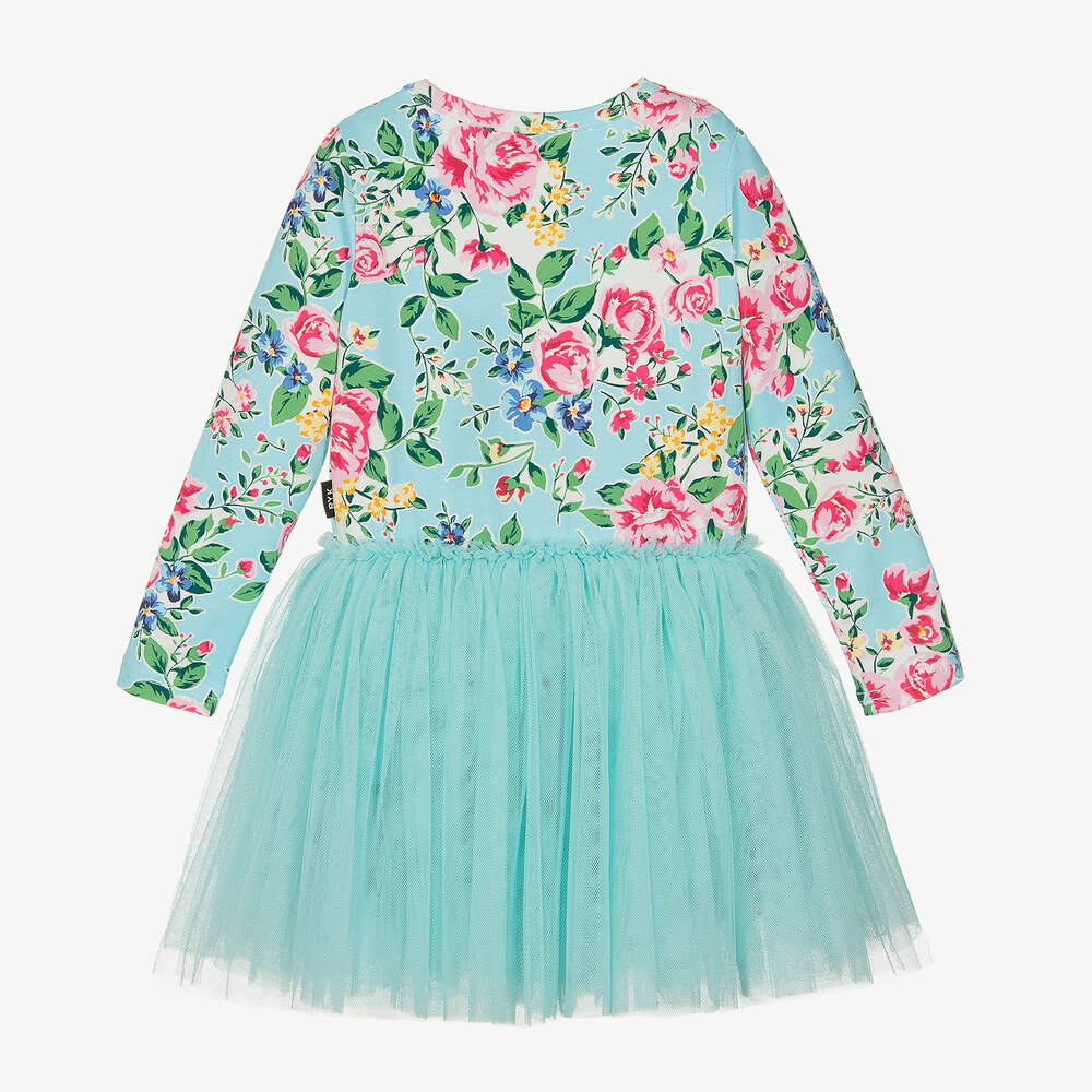 Rock Your Baby Girls Blue Floral Print Tutu Dress