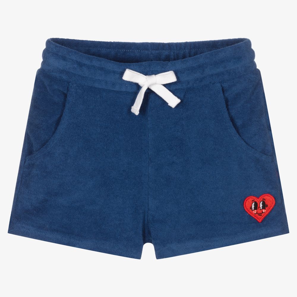 Rock Your Baby - Girls Blue Happy Hearts Shorts | Childrensalon