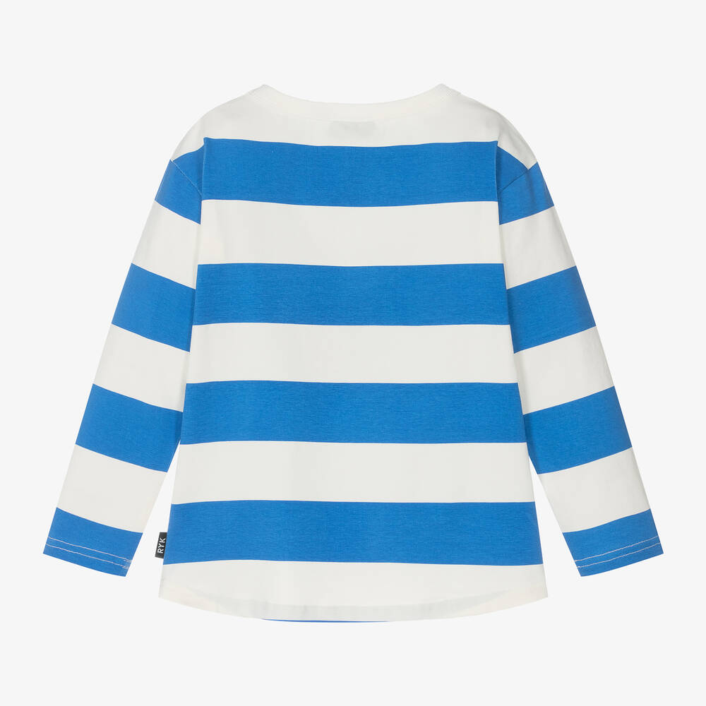 Rock Your Baby-Girls Blue & Ivory Striped Cotton Heart Top | Childrensalon Outlet