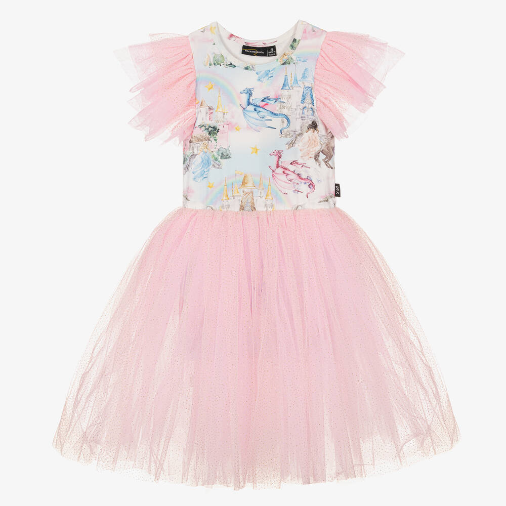Rock Your Baby - Girls Blue & Pink Fairy Tale Dress | Childrensalon