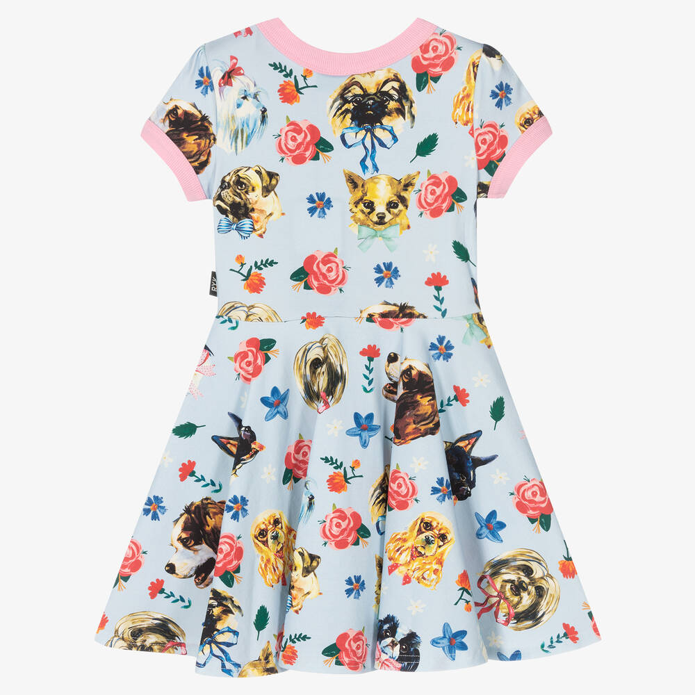 Rock Your Baby-Girls Blue Pups Cotton Dress | Childrensalon Outlet