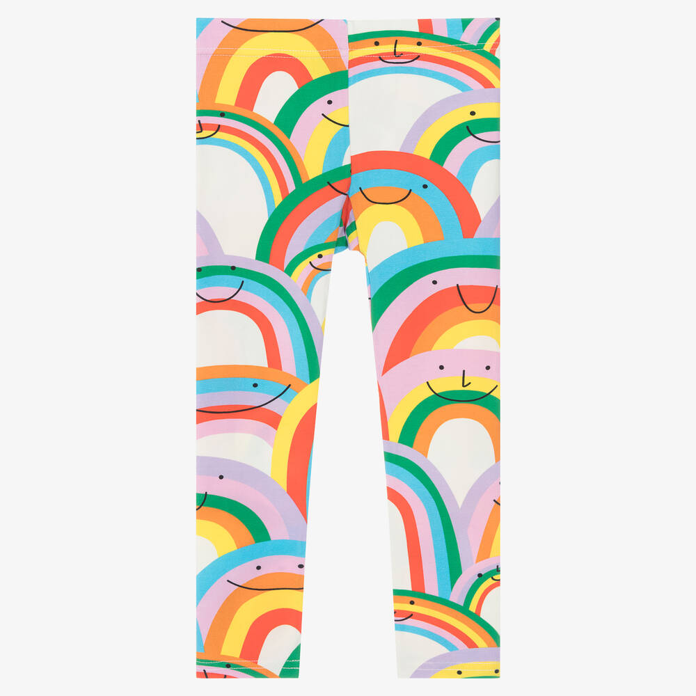 Rock Your Baby - Girls Colourful Happy Rainbows Cotton Leggings | Childrensalon