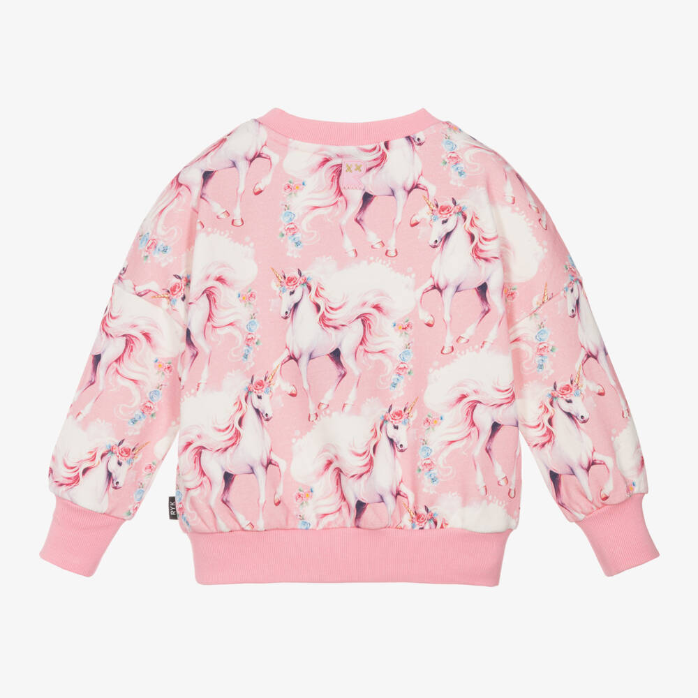 روك يور بيبي-سويتشيرت يونيكورن قطن لون زهري للبنات | Childrensalon Outlet