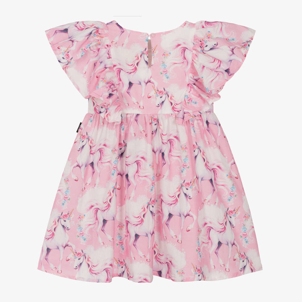Rock Your Baby-فستان بطبعة يونيكورن قطن لون زهري | Childrensalon Outlet