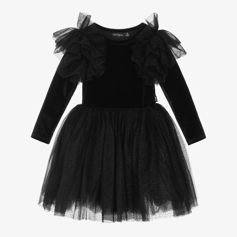 Rock Your Baby-Элегантное чёрное бархатное и тюлевое платье для девочек | Childrensalon Outlet