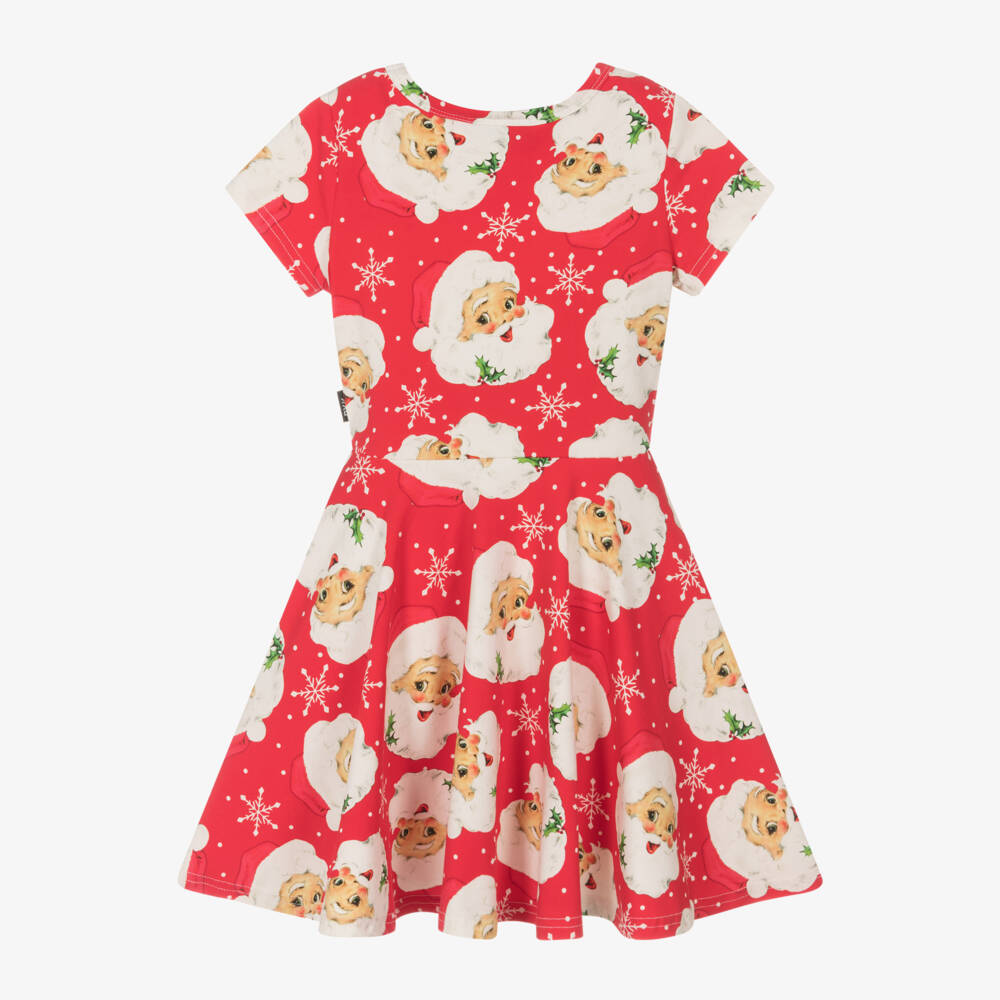 روك يور بيبي-فستان بطبعة سانتا قطن لون أحمر | Childrensalon Outlet