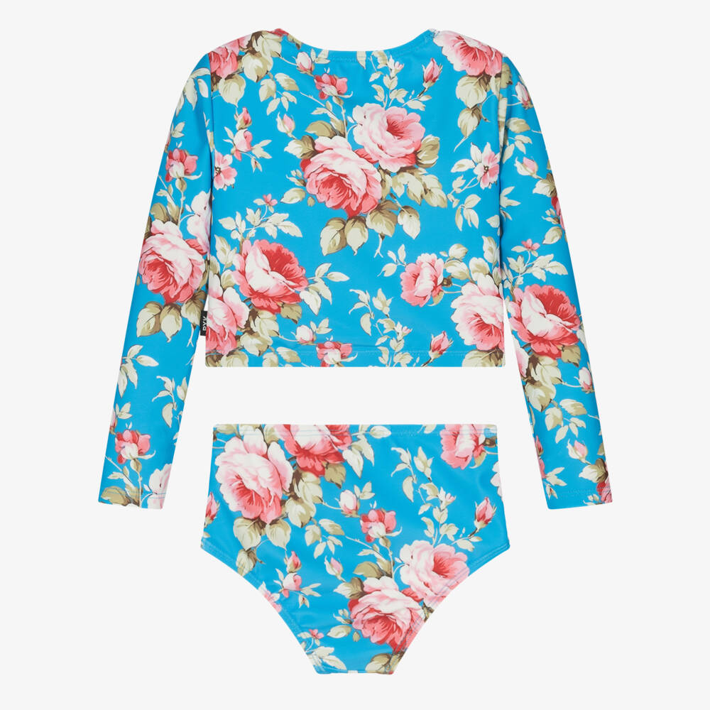 روك يور بيبي-تانكيني بطبعة ورود لون أزرق (+UPF50) | Childrensalon Outlet