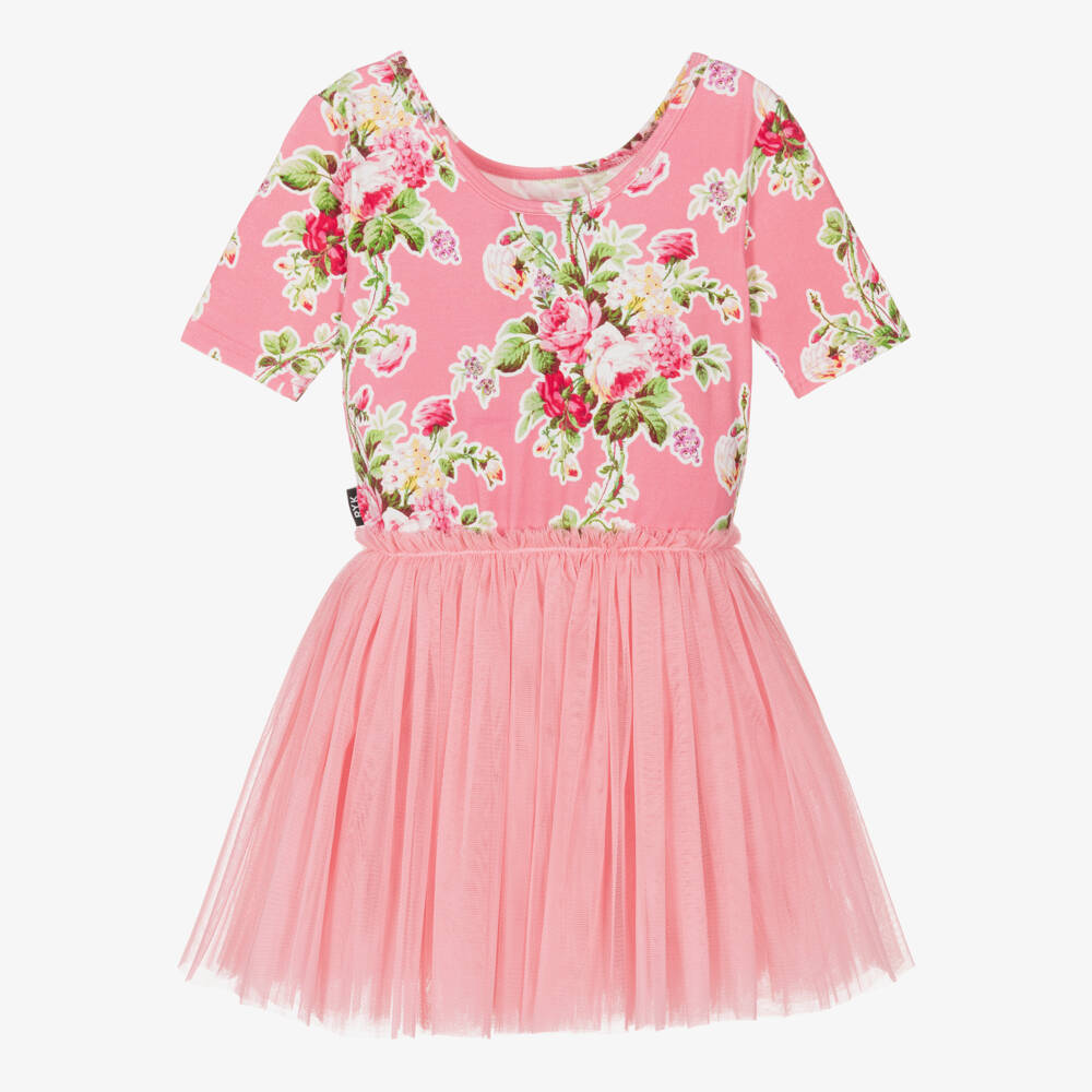 Rock Your Baby-فستان بطبعة ورود تول وجيرسي لون زهري | Childrensalon Outlet