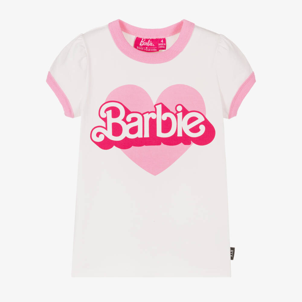 Rock Your Baby-Girls Ivory Barbie Heart Tee | Childrensalon Outlet