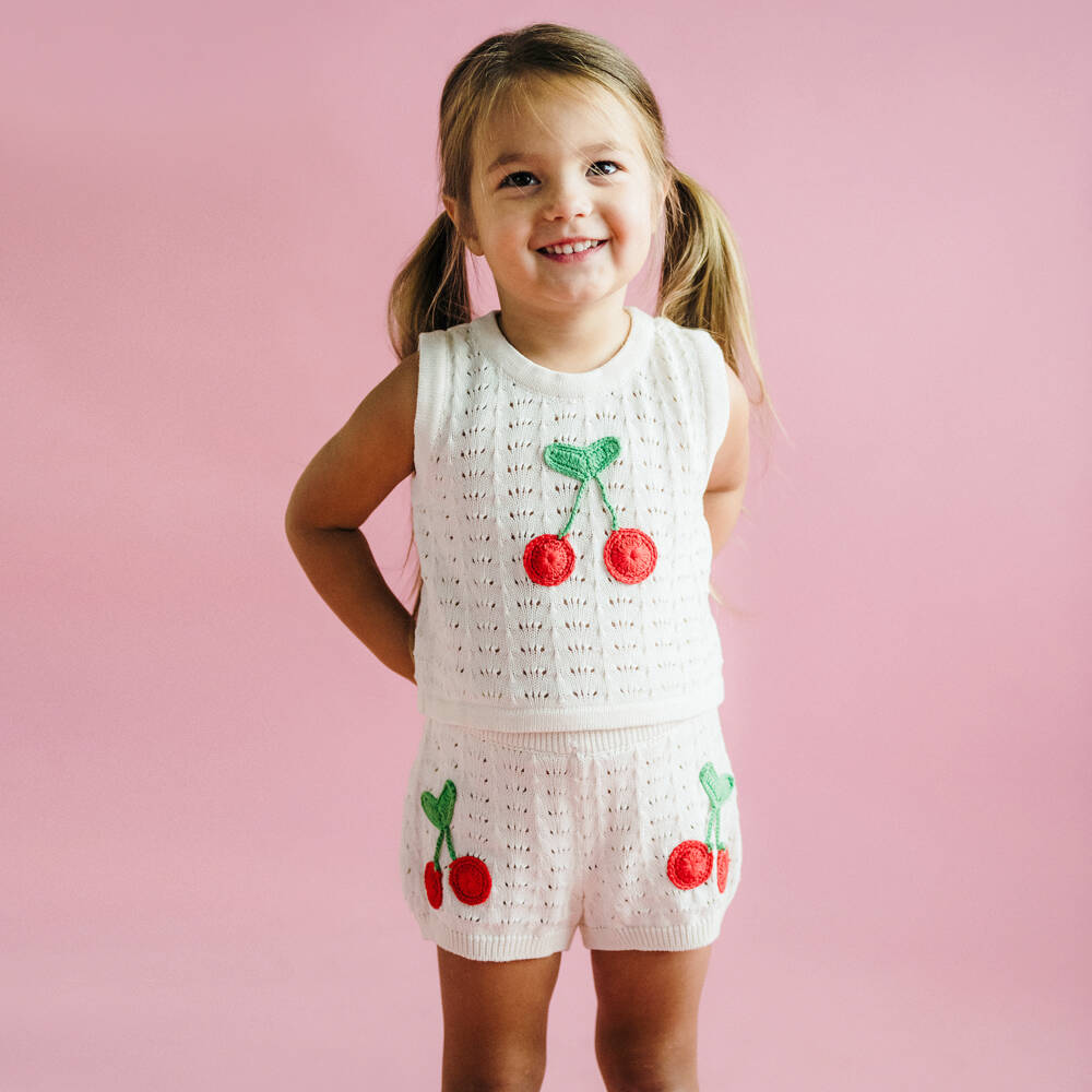 Rock Your Baby-Girls Ivory Cotton Cherry Tank Top | Childrensalon Outlet