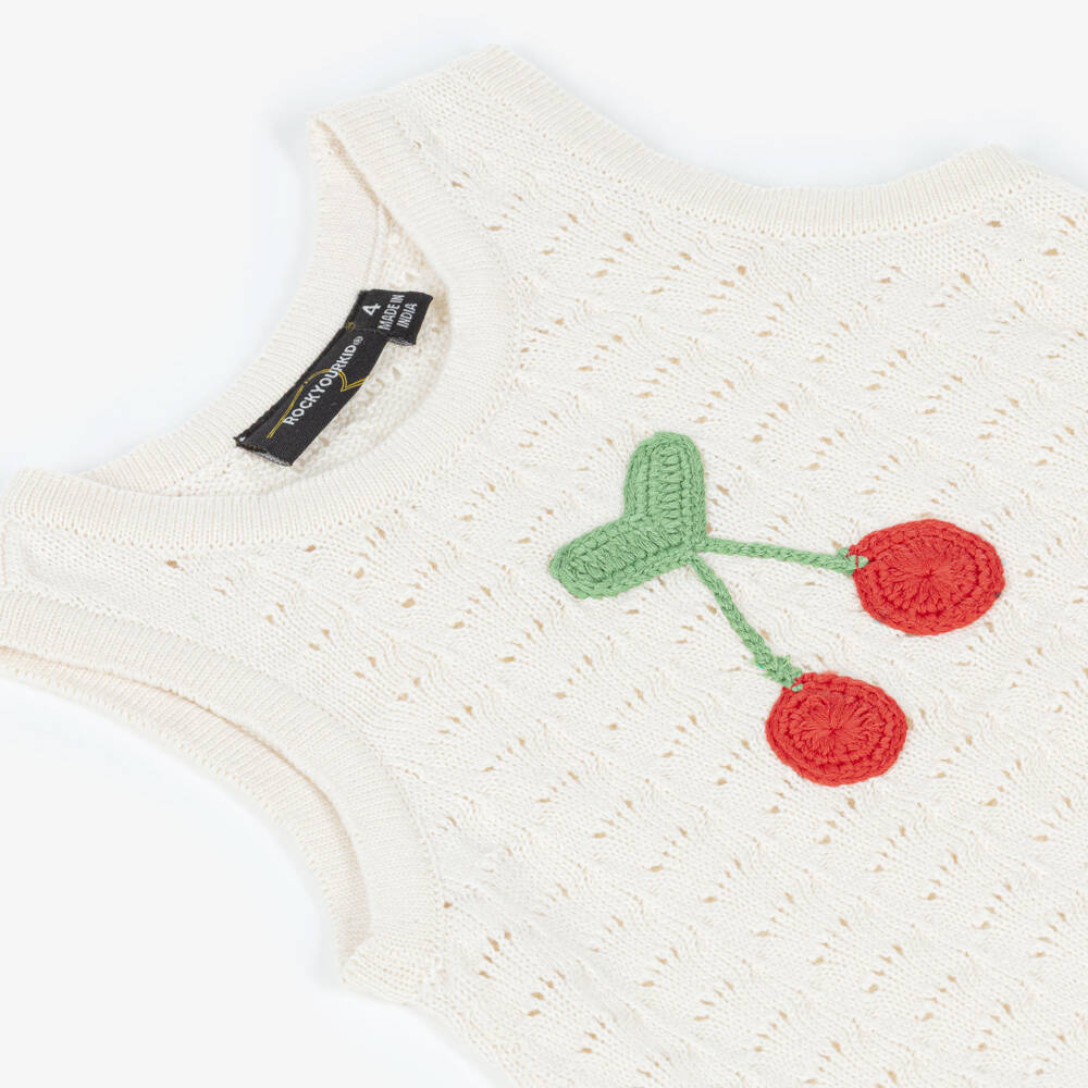 Rock Your Baby-Girls Ivory Cotton Cherry Tank Top | Childrensalon Outlet