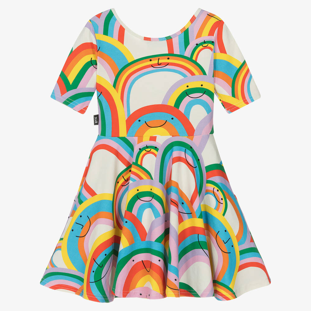 Cotton kids rainbow dress best sale
