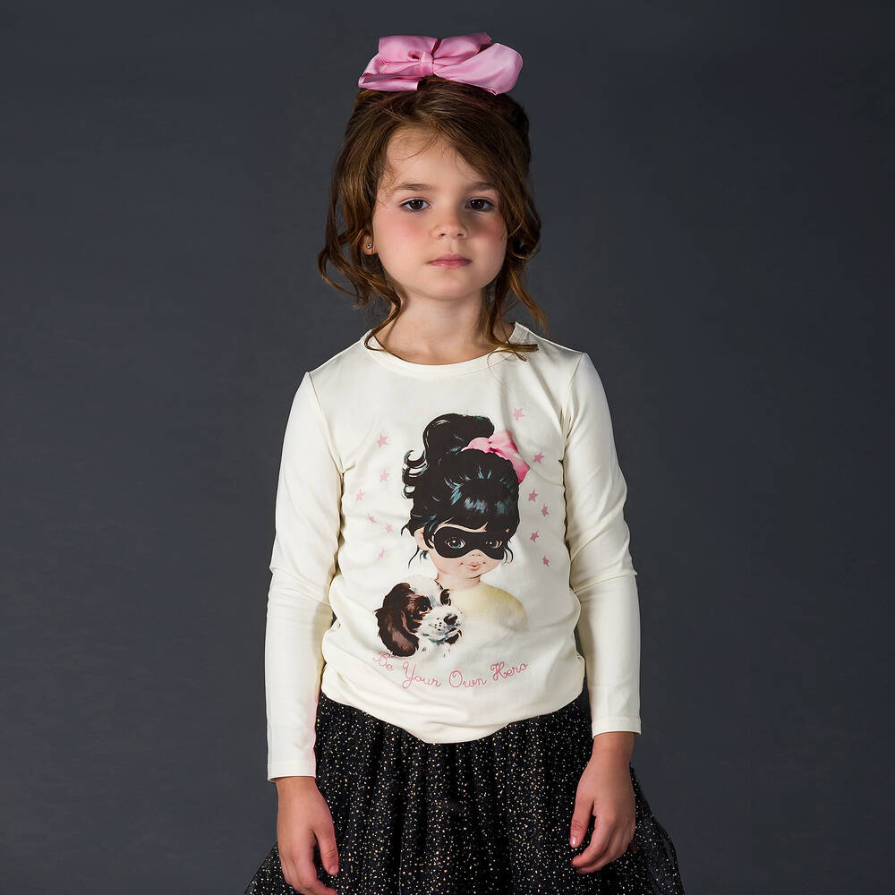 Rock Your Baby-توب قطن جيرسي لون عاجي للبنات | Childrensalon Outlet