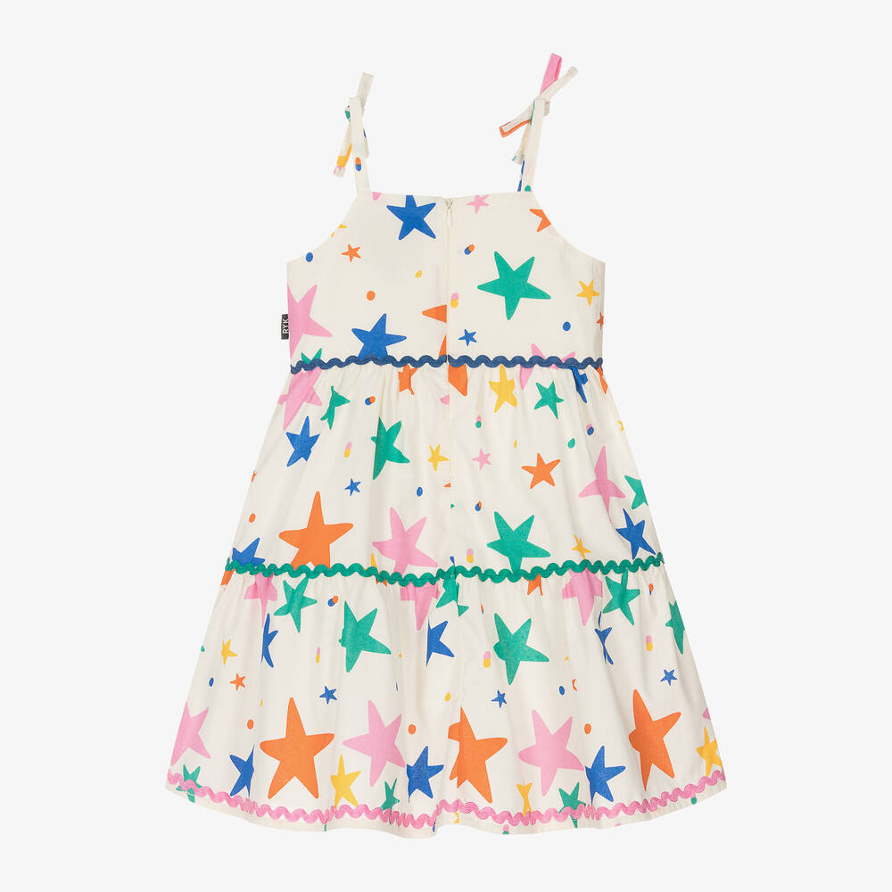 Rock Your Baby-Girls Ivory Cotton Stars Tiered Dress | Childrensalon Outlet