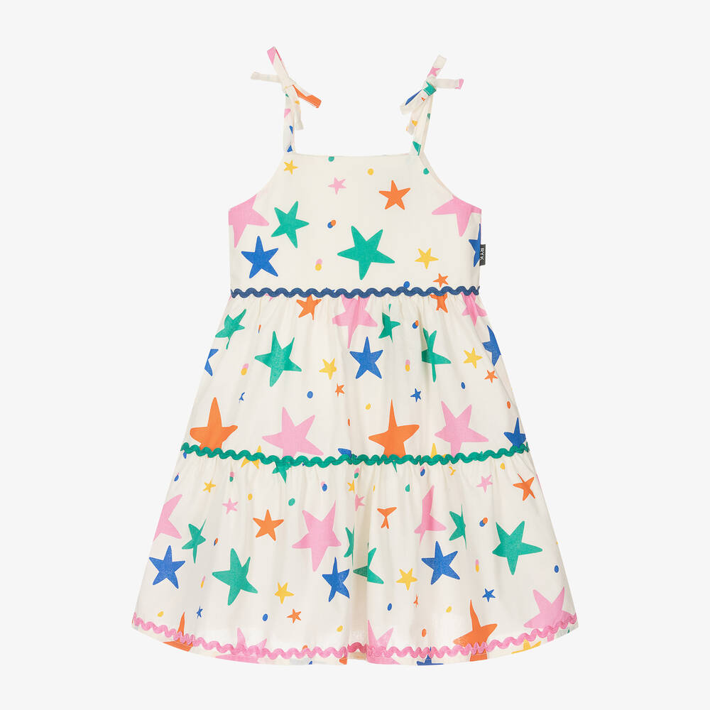 Rock Your Baby-Girls Ivory Cotton Stars Tiered Dress | Childrensalon Outlet