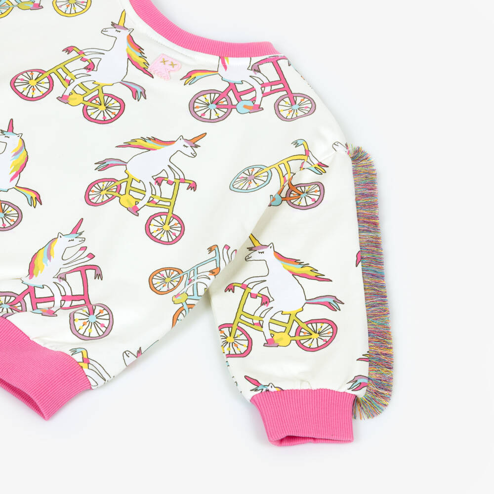 Rock Your Baby-Girls Ivory Cotton Sweatshirt with Unicorn Print | Childrensalon Outlet