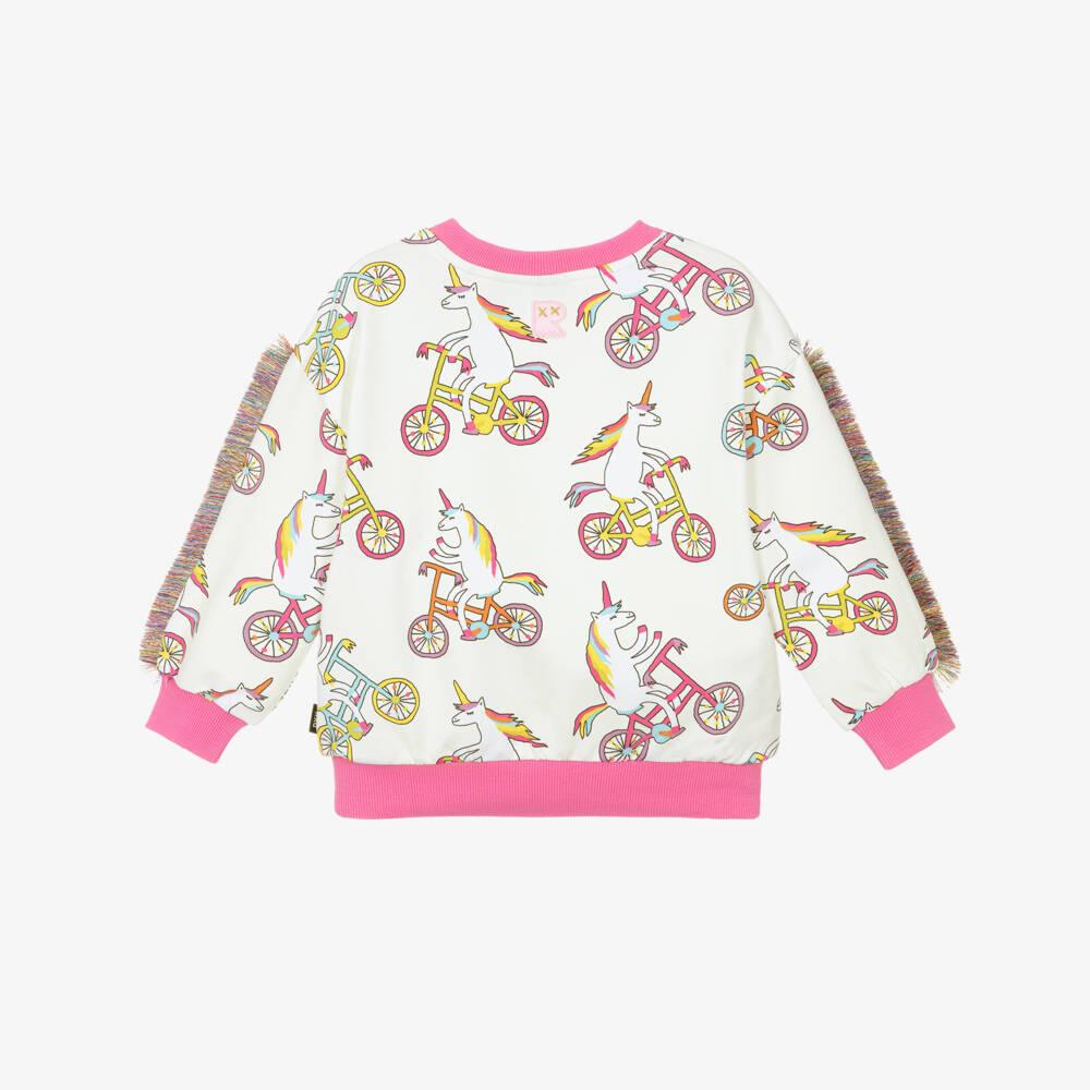 Rock Your Baby-Girls Ivory Cotton Sweatshirt with Unicorn Print | Childrensalon Outlet