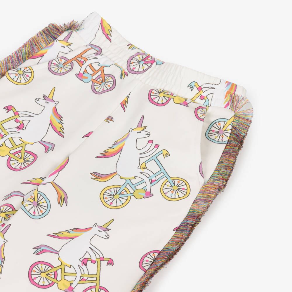 Rock Your Baby-Girls Ivory Cotton Unicorn Print Joggers | Childrensalon Outlet