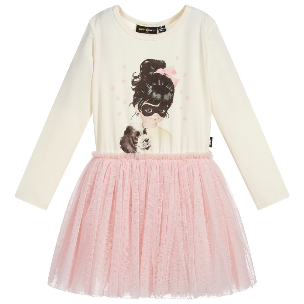 Rock Your Baby - Girls Ivory & Pink Dress | Childrensalon