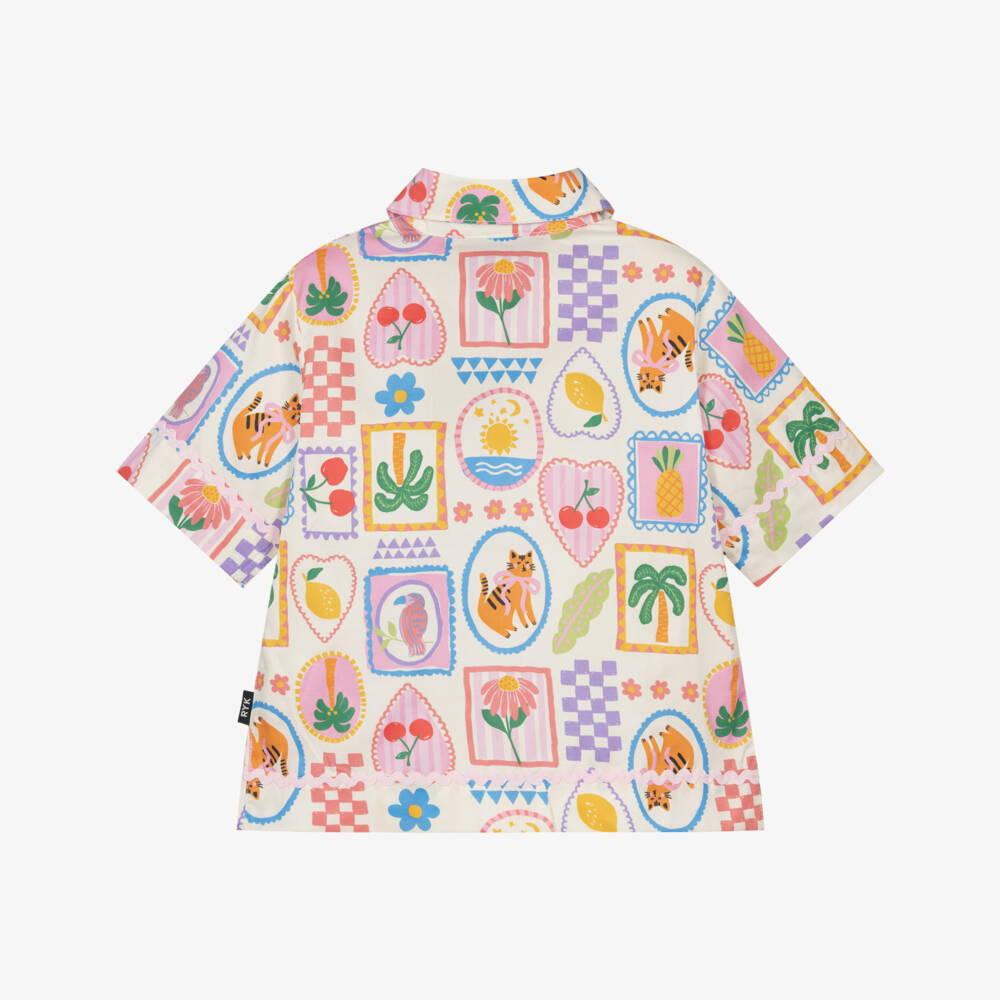 Rock Your Baby-Girls Ivory Retro Print Cotton Shirt | Childrensalon Outlet