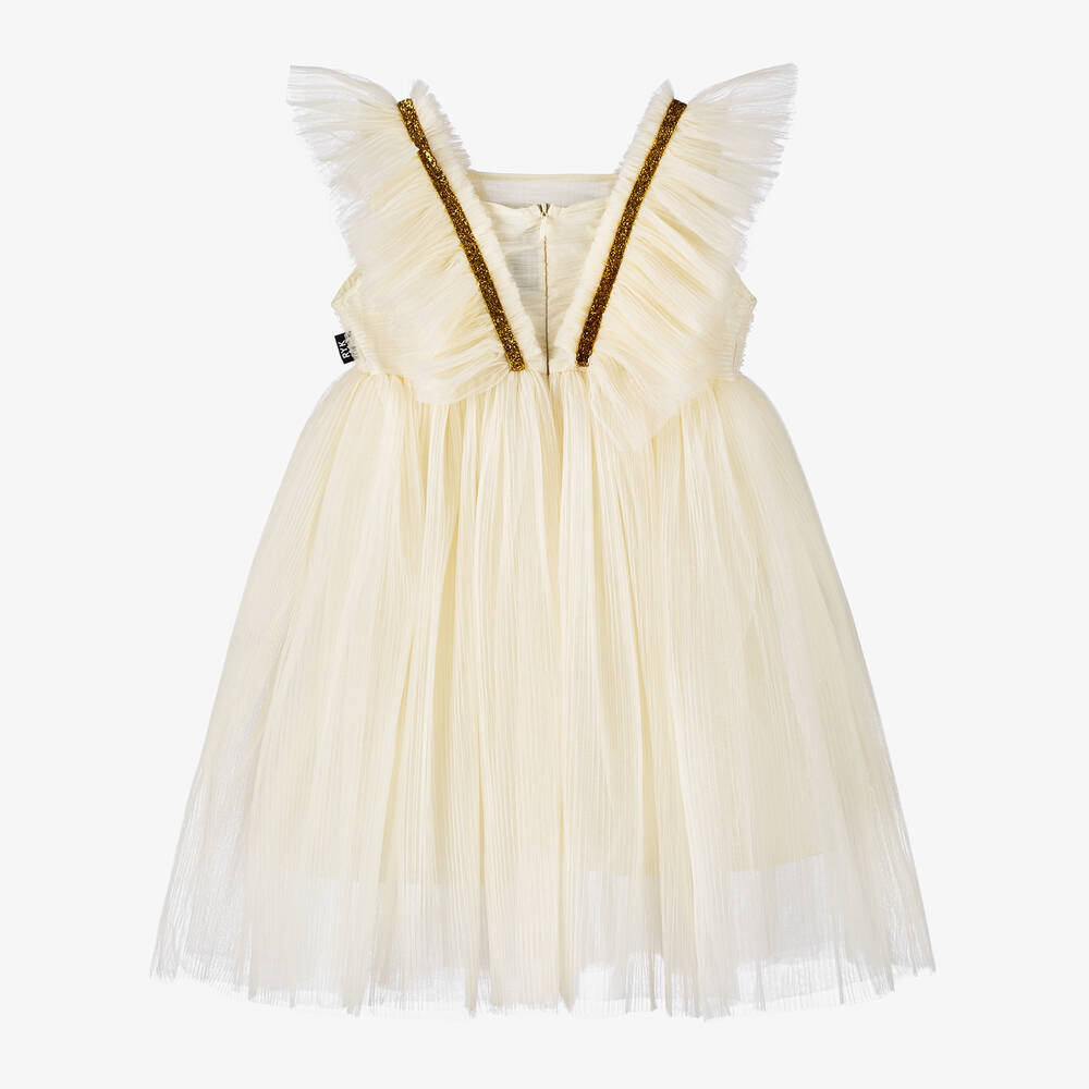 روك يور بيبي-فستان تول لون عاجي مزين بكشكش | Childrensalon Outlet