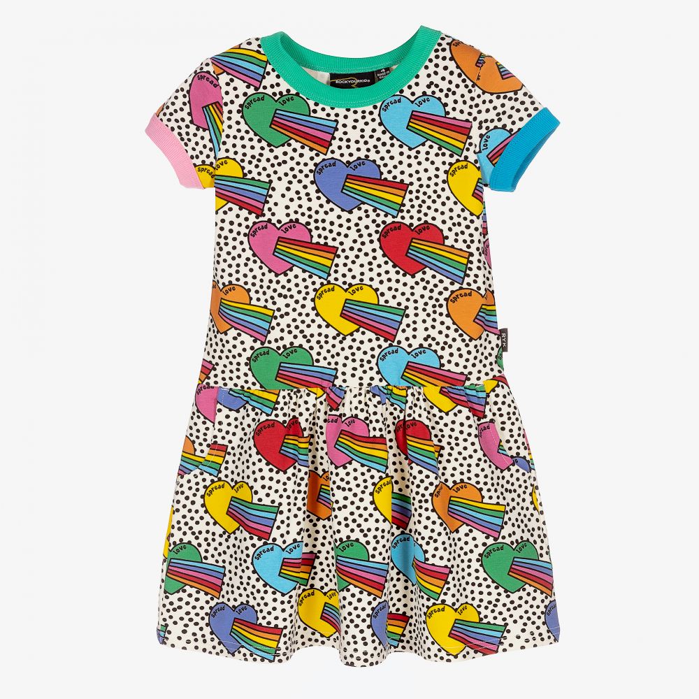 Rock Your Baby - Разноцветное  платье с сердечками для девочек | Childrensalon