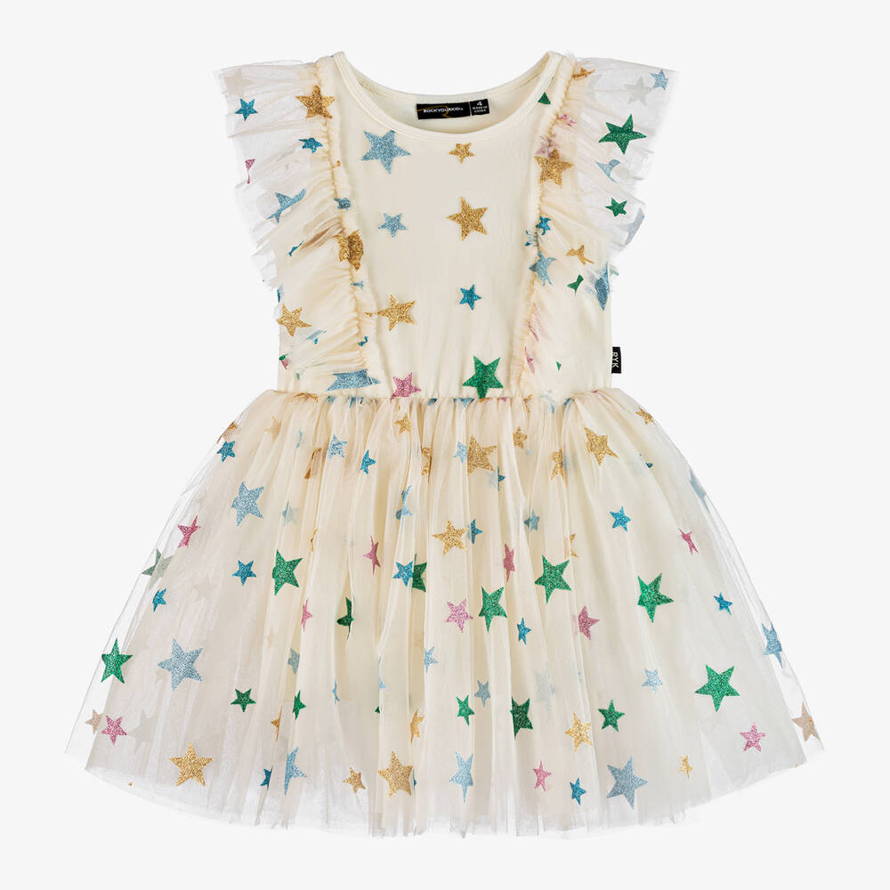 Rock Your Baby-Girls Ivory Star Tulle Dress | Childrensalon Outlet