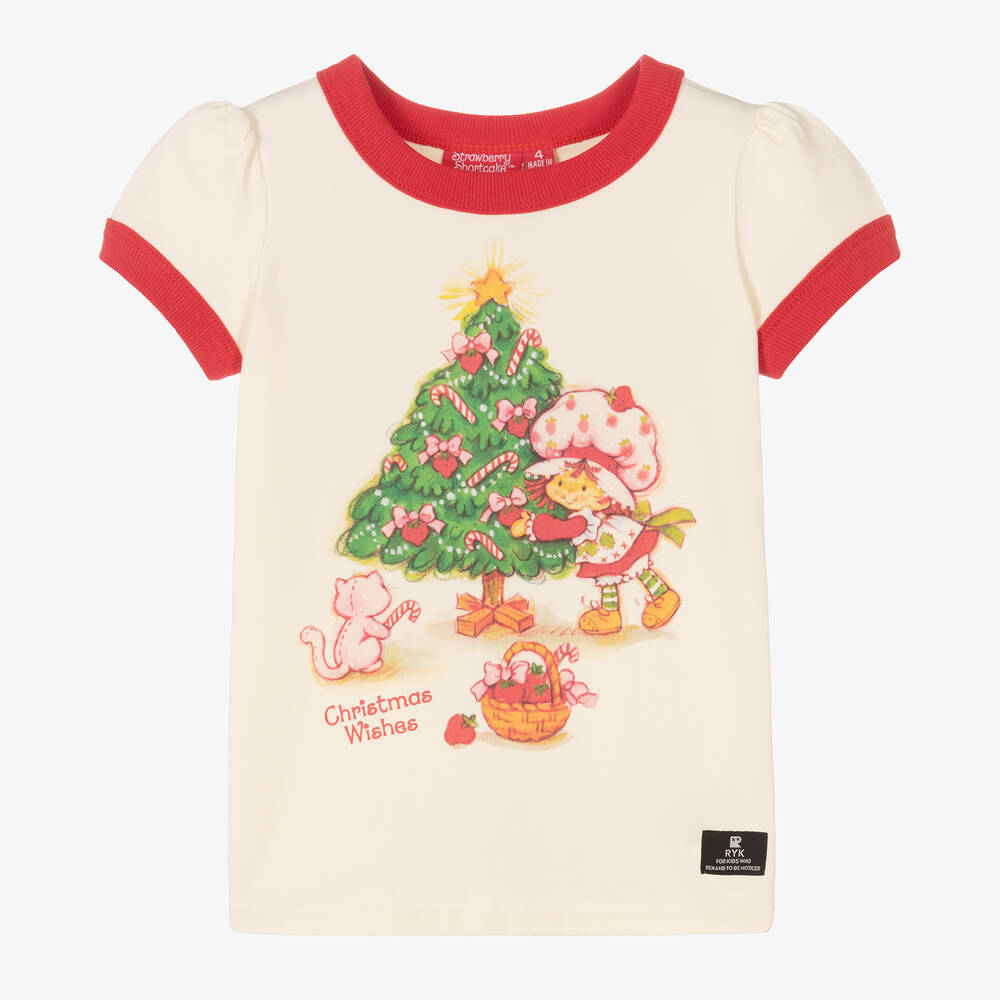Rock Your Baby - Girls Ivory Strawberry Shortcake T-Shirt | Childrensalon