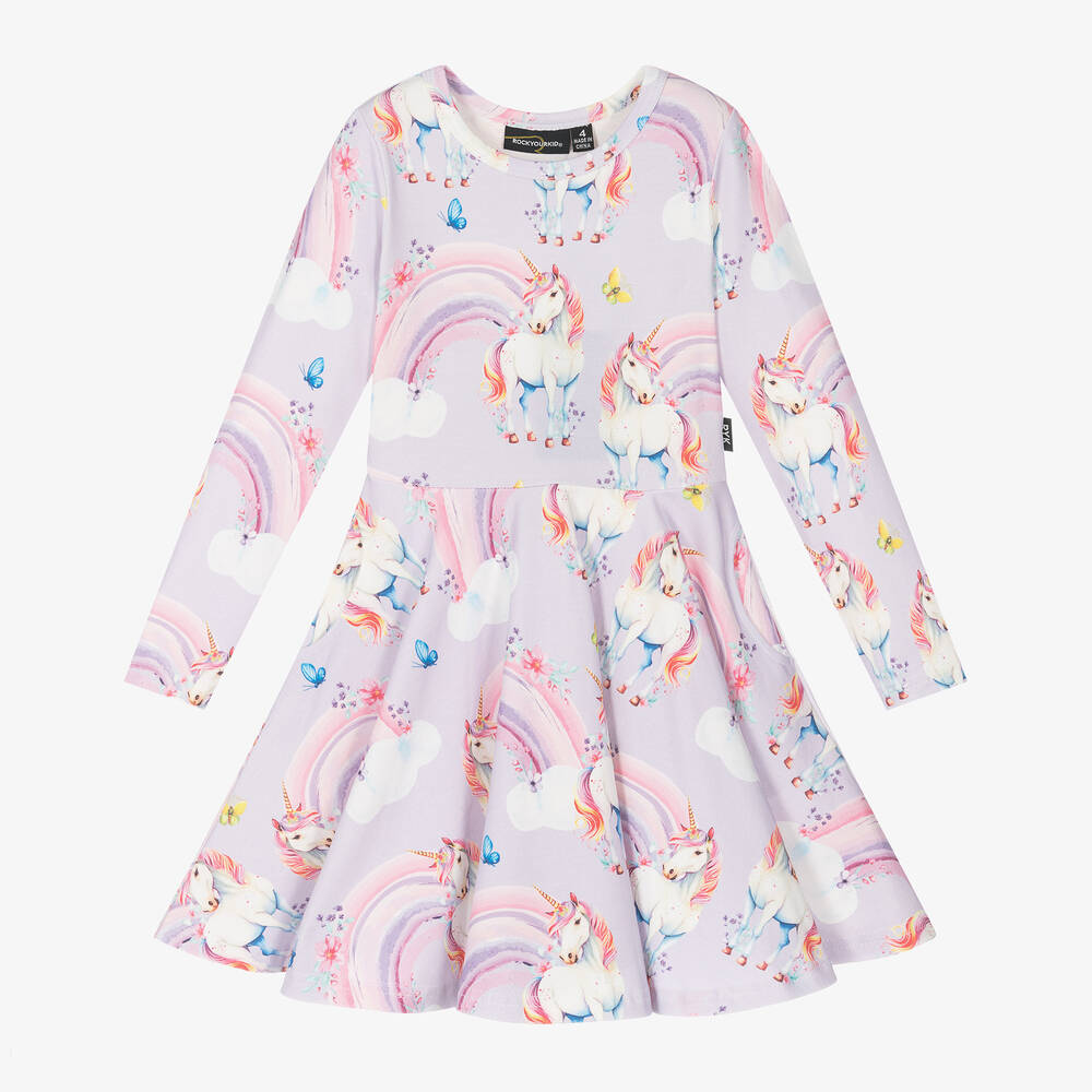 Rock Your Baby-Girls Lilac Cotton Dreamscapes Dress | Childrensalon Outlet