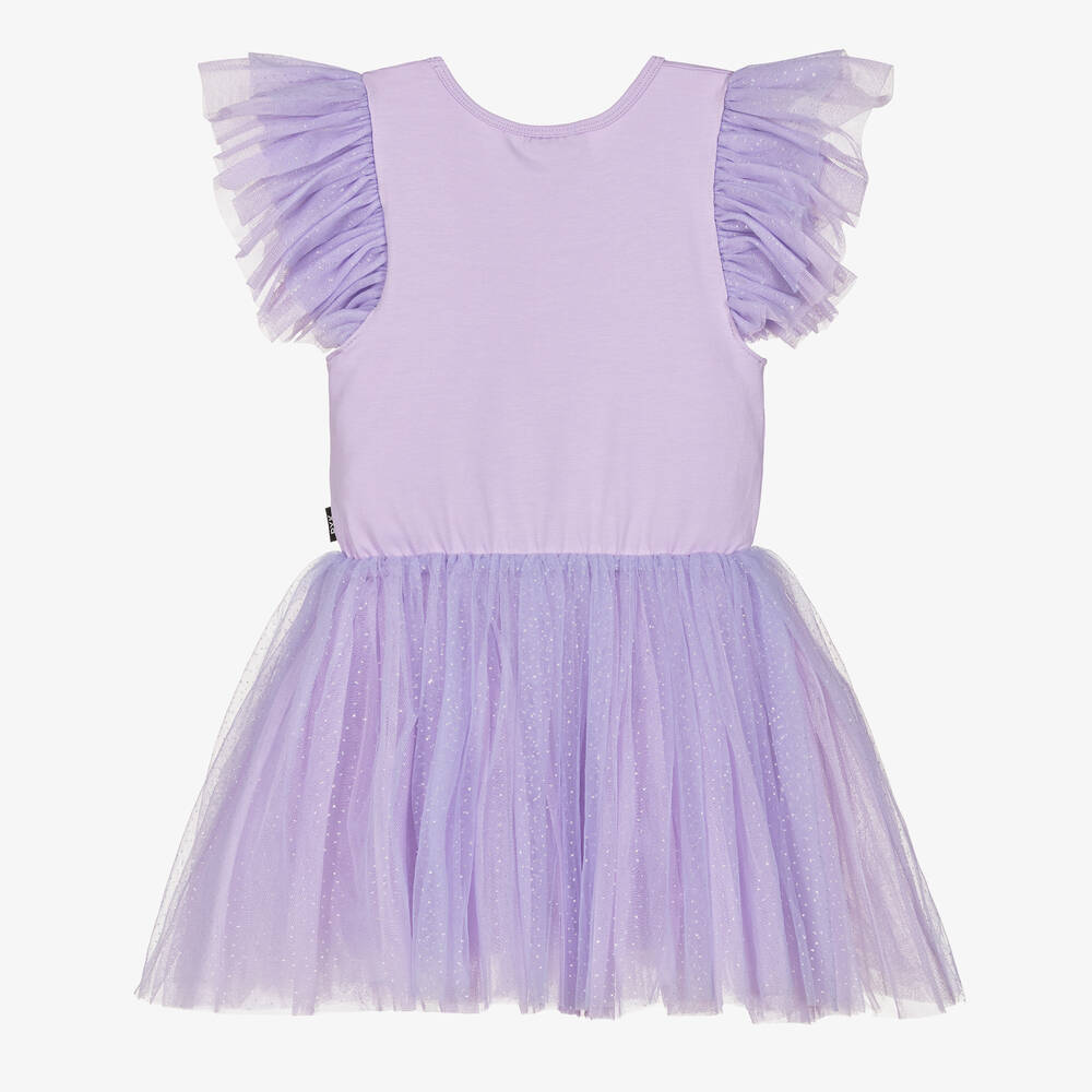 روك يور بيبي-فستان قطن جيرسي وتول لون بنفسجي | Childrensalon Outlet