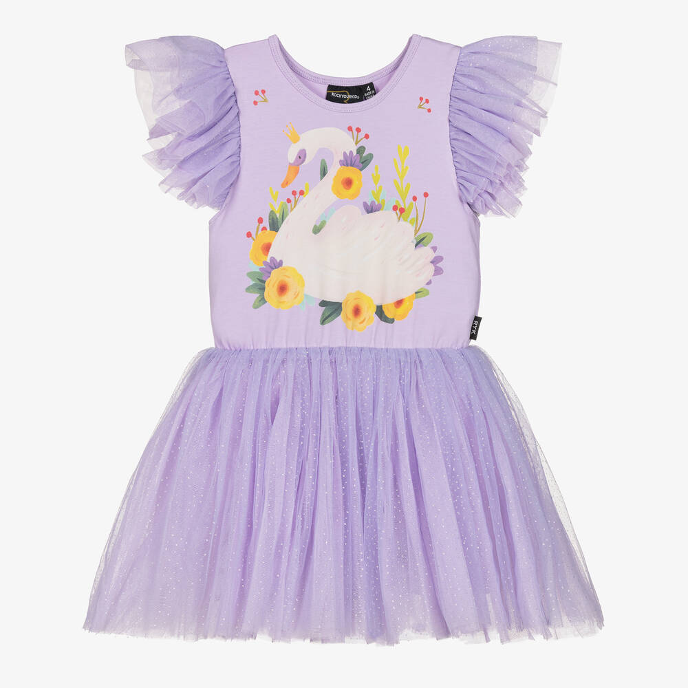 Rock Your Baby - Girls Lilac Purple Cotton & Tulle Dress | Childrensalon