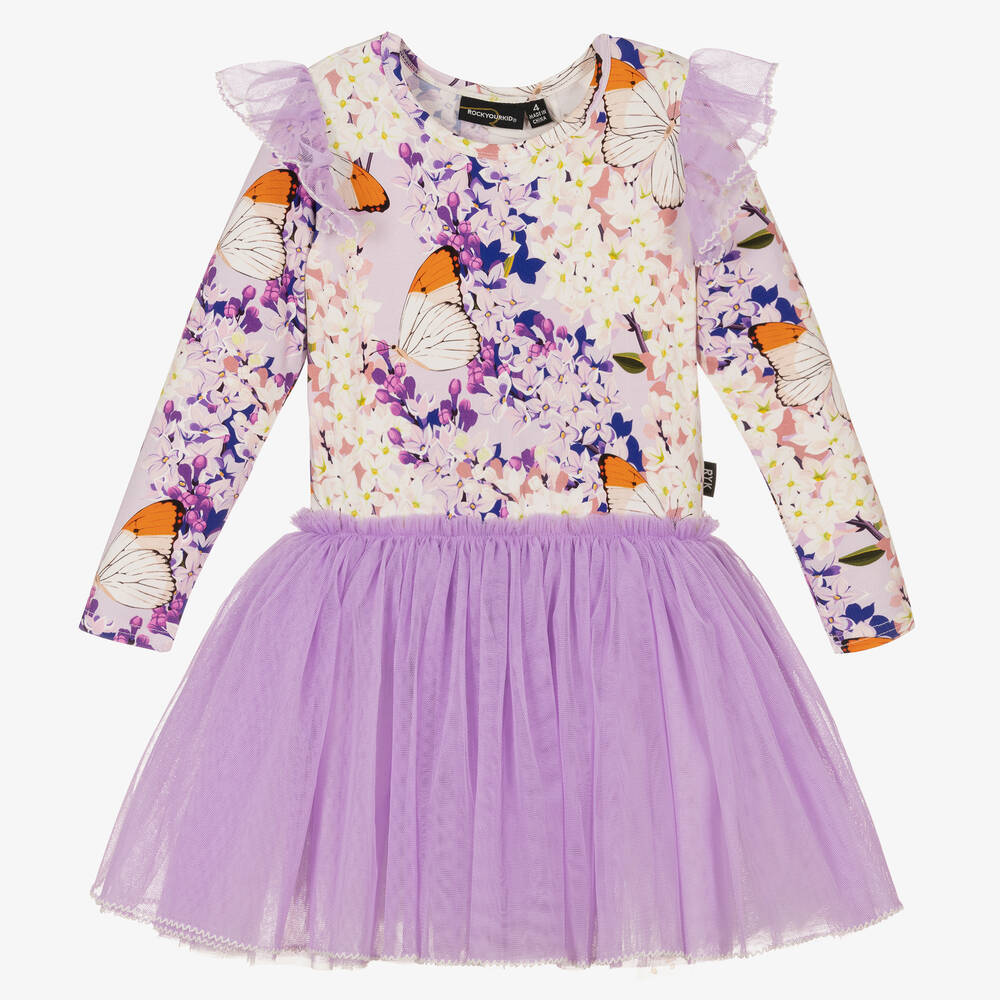 Rock Your Baby-Girls Lilac Purple Floral Flutter Dress | Childrensalon Outlet